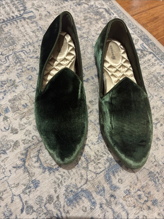Birdies Shoes - Birdies Velvet Loafers in Deep Green - pointed toe - women’s size 9